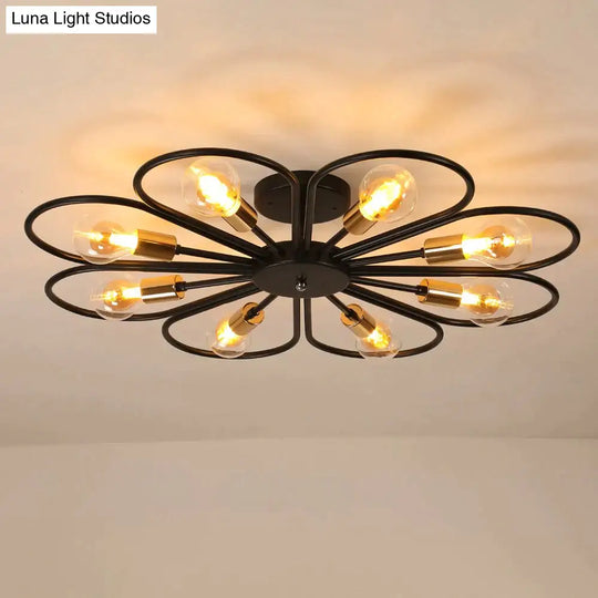 Vintage Industrial Rustic Flush Mount Ceiling Light Metal Lamp Fixture American-Style Village Style