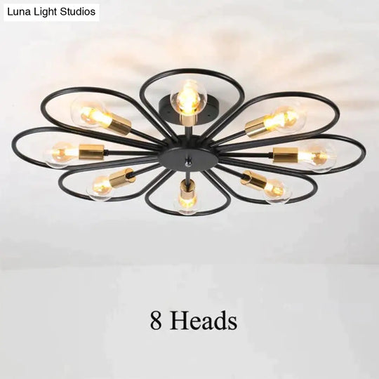 Vintage Industrial Rustic Flush Mount Ceiling Light Metal Lamp Fixture American-Style Village Style
