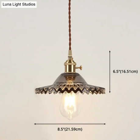 Vintage Industrial Scalloped Glass Pendant Light For Living Room