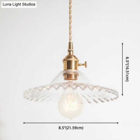 Vintage Industrial Scalloped Glass Pendant Light For Living Room