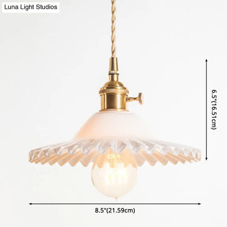 Vintage Industrial Scalloped Glass Pendant Light For Living Room
