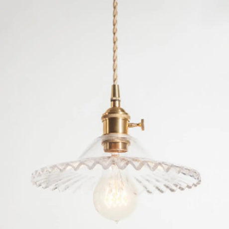 Vintage Industrial Scalloped Glass Pendant Light For Living Room Clear