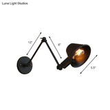 Vintage Industrial Wall Sconce Lamp With Metal Tapered Shade - Ideal For Study Room