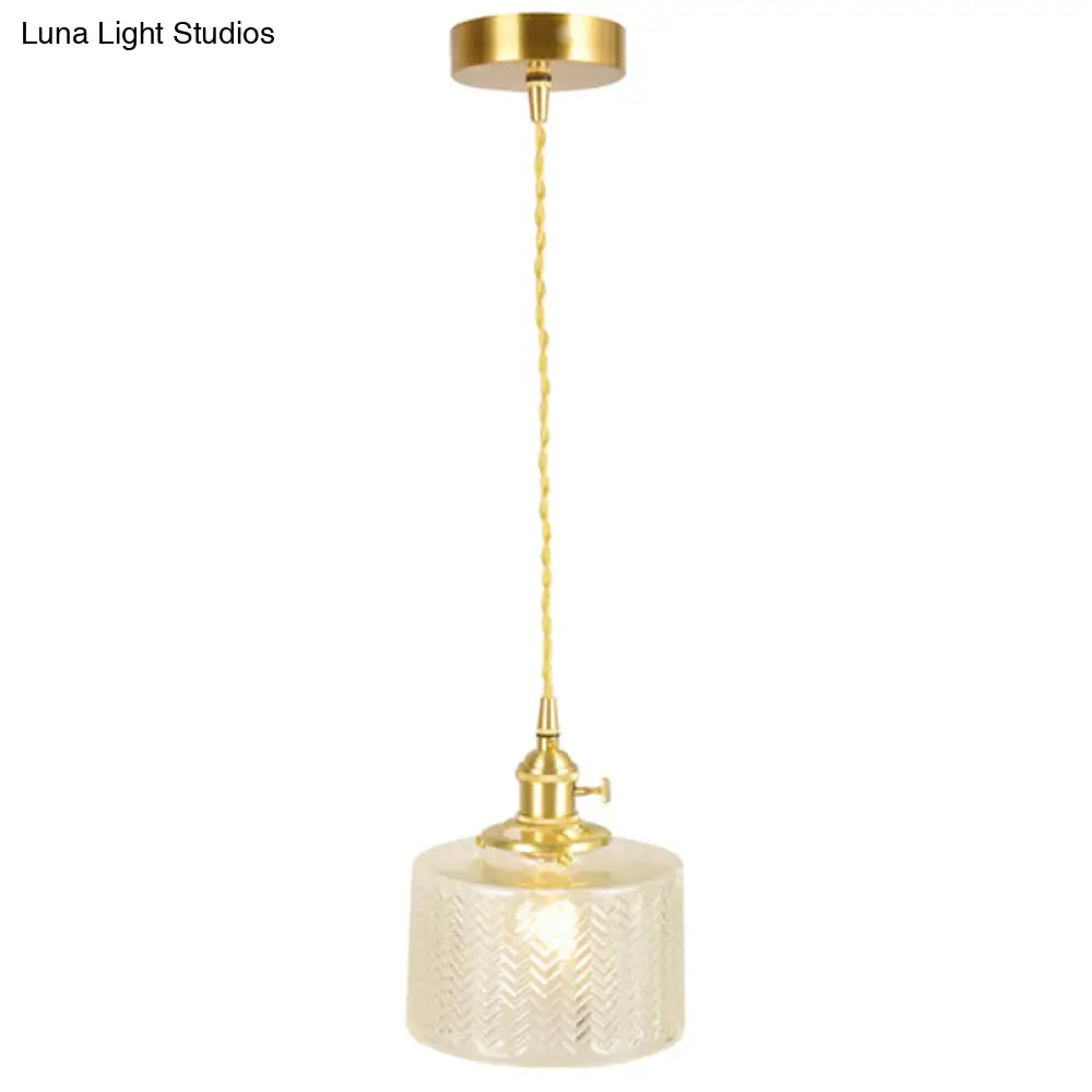 Wavy Glass Pendant Light - Vintage Industrial 1 Hanging Lamp Clear