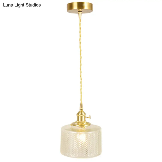 Wavy Glass Pendant Light - Vintage Industrial 1 Hanging Lamp Clear