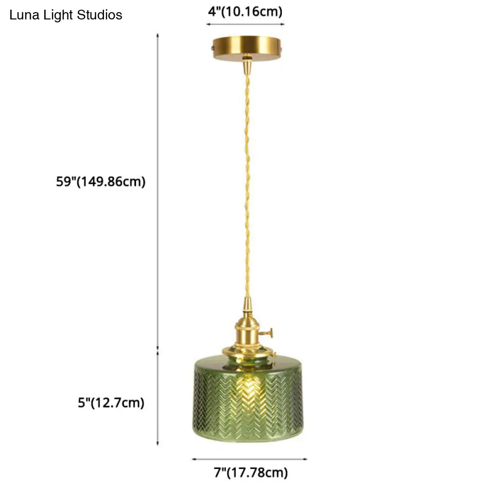 Wavy Glass Pendant Light - Vintage Industrial 1 Hanging Lamp