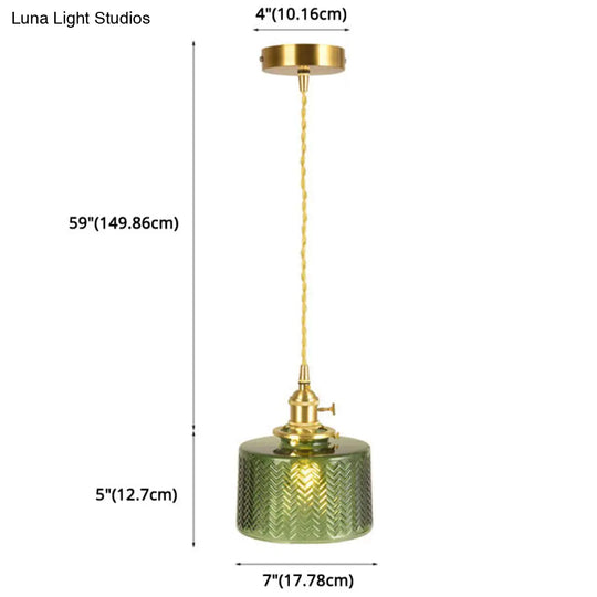 Wavy Glass Pendant Light - Vintage Industrial 1 Hanging Lamp