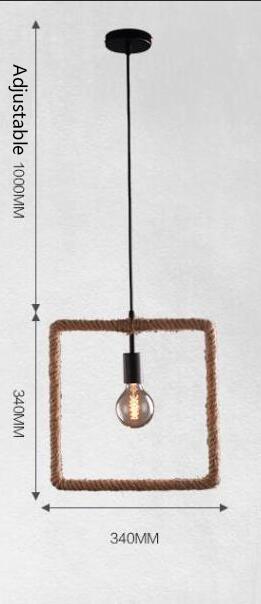 Vintage Iorn Painted Creative Geometric Rope Pendant Lights Led Lamp For Living Room Bedroom