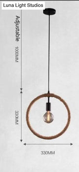 Vintage Iorn Painted Creative Geometric Rope Pendant Lights Led Lamp For Living Room Bedroom