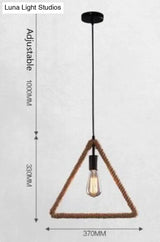 Vintage Iorn Painted Creative Geometric Rope Pendant Lights Led Lamp For Living Room Bedroom