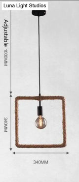 Vintage Iorn Painted Creative Geometric Rope Pendant Lights Led Lamp For Living Room Bedroom