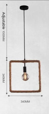 Vintage Iorn Painted Creative Geometric Rope Pendant Lights Led Lamp For Living Room Bedroom
