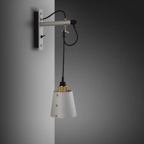 Vintage Iron Bedroom Wall Lamp With Suspending Cord - Bell Sconce Light Black/White Finish White