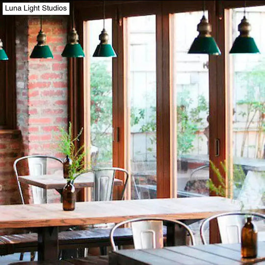 Vintage Industrial Iron Ceiling Pendant: Rust/Gold Tapered Design 1 Head 5.5/8 Width - Ideal For