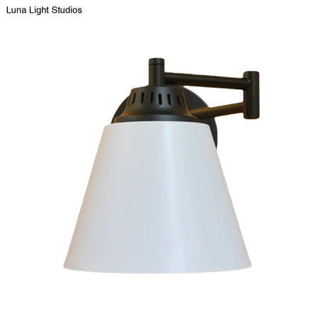 Vintage Iron Swing Arm Wall Lamp For Study Room - Black/White