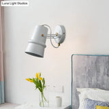 Vintage Iron Wall Sconce With Adjustable Black And White Cone Lamp - Ideal For Living Rooms