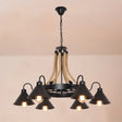 Vintage Iron Wheel Chandelier Pendant Light With Hemp Rope In Black For Restaurants / 34.5’ A