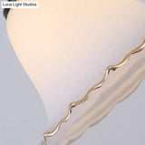 Vintage Ivory Glass Flared Ceiling Light With 1 Bulb - Semi Mount Black Fixture