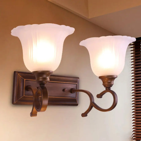 Vintage Ivory Glass Wall Sconce Lamp For Coffee Blossom Living Room Décor 2 /