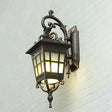 Vintage Lantern Sconce Light - Single Frosted Glass Outdoor Wall Mount With Black Scroll Arm