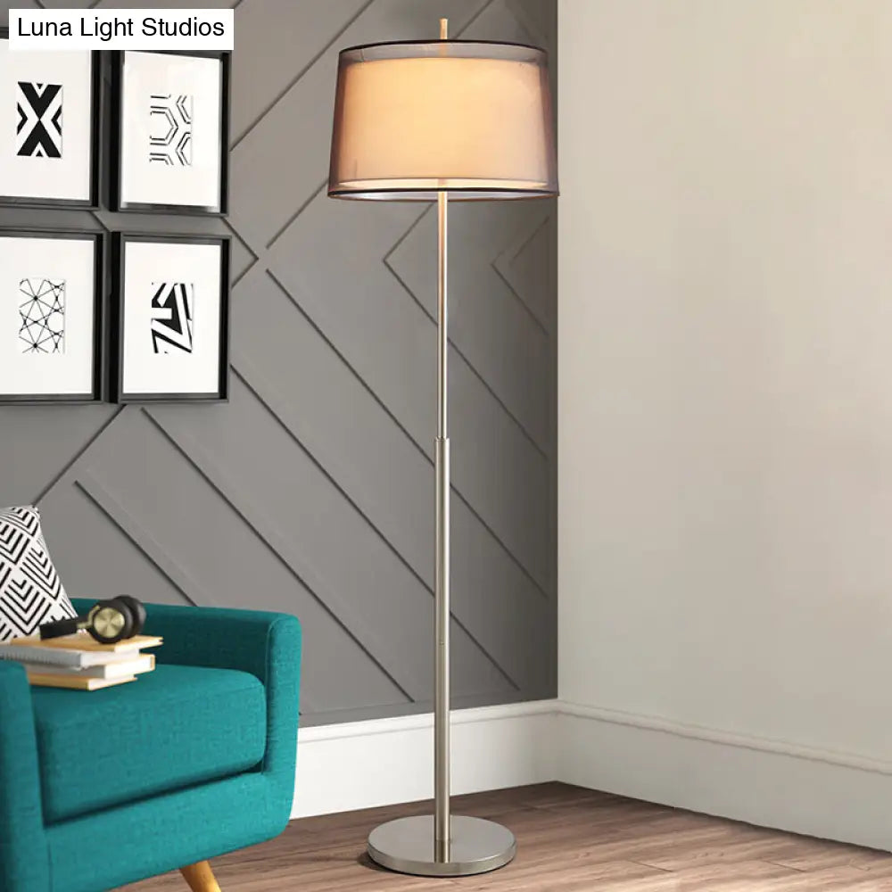 Vintage Layered Tapered Shade Single-Bulb Standing Floor Light - Fabric