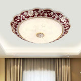 Vintage Led Flower Resin Ceiling Light With Flushmount Design - Blue/Red Red