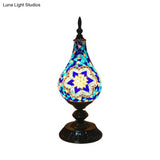 Vintage Led Glass Teardrop Table Lamp - Hand-Crafted White/Red/Yellow Bedroom Nightstand Decor
