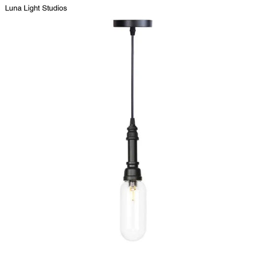 Vintage Bar Led Pendant Lighting: Bulb Lamp With Amber/Clear Glass Shade