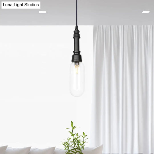 Vintage Bar Led Pendant Lighting: Bulb Lamp With Amber/Clear Glass Shade Clear