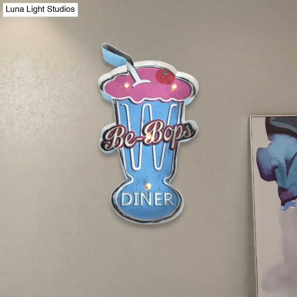 Vintage Led Wall Sconce Light - White/Brown Cake Pink Ice Cream Blue/Red Drinks Night Lamp For