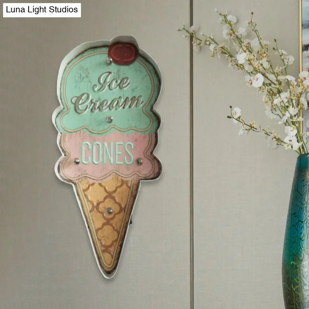 Vintage Led Wall Sconce Light - White/Brown Cake Pink Ice Cream Blue/Red Drinks Night Lamp For