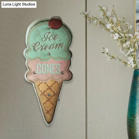 Vintage Led Wall Sconce Light - White/Brown Cake Pink Ice Cream Blue/Red Drinks Night Lamp For