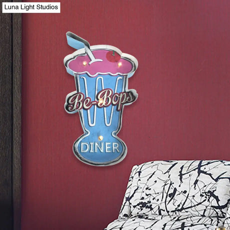 Vintage Led Wall Sconce Light - White/Brown Cake Pink Ice Cream Blue/Red Drinks Night Lamp For