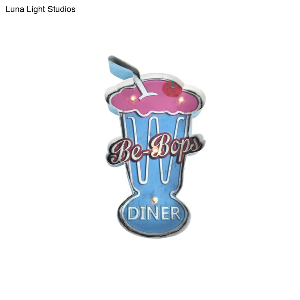 Vintage Led Wall Sconce Light - White/Brown Cake Pink Ice Cream Blue/Red Drinks Night Lamp For