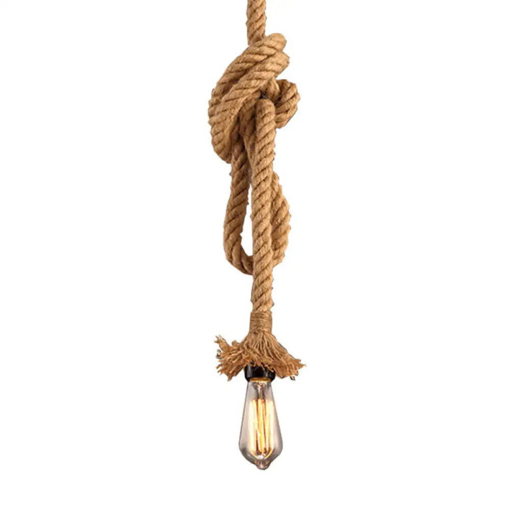 Vintage Linen Rope Pendant Lamp With 1 Light For Dining Room Décor