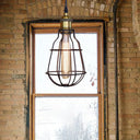 Vintage Metal 1-Head Hanging Pendant Light With Black Cage Shade For Dining Table Ceiling