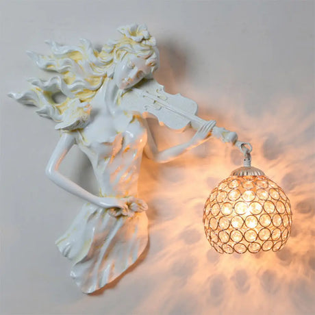 Vintage Metal And Crystal Dome Wall Sconce Light - White/Gold | Girl Decoration White