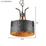 Vintage Metal Black Pendant Lamp With Elk Décor 12.5’/20’ Wide