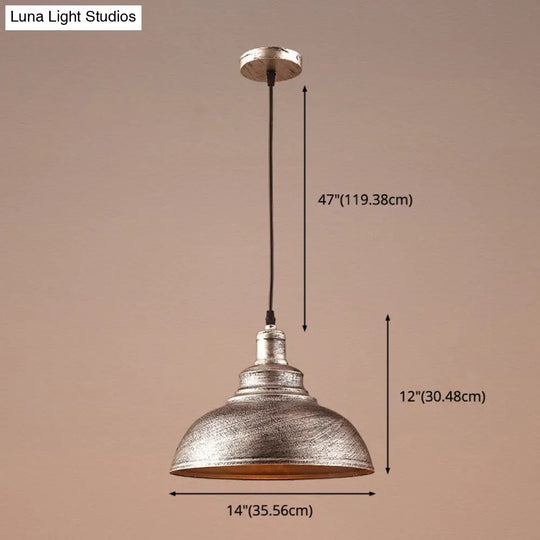 Vintage Metal Bowl Pendant Ceiling Light With Painted Shade - Elegant Hanging Fixture!