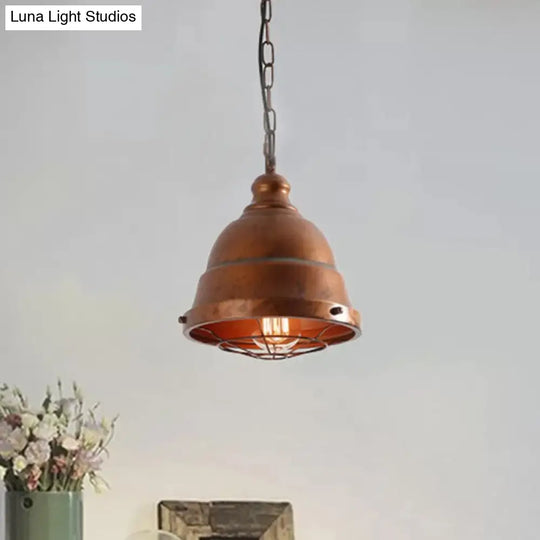 Vintage Metal Caged Hanging Ceiling Light - Rustic Pendant Lamp For Dining Room