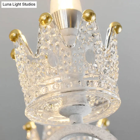 Vintage Metal Candelabra Ceiling Chandelier With Crystal Crown Elegant Living Room Light Fixture