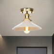 Vintage Metal Cone Ceiling Light Fixture - White Semi Flush Mount For Kitchen