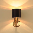 Vintage Metal Cylinder Wall Sconce With Fabric Shade- Blue Bedroom Light Fixture