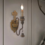 Vintage Metal Distressed Wood Wall Lamp With Curved Arms - 1/2 Lights Perfect For Dining Room Sconce