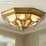 Vintage Metal Dome Flush Mount Light Fixture With 4 Brass Heads - Ideal For Living Room