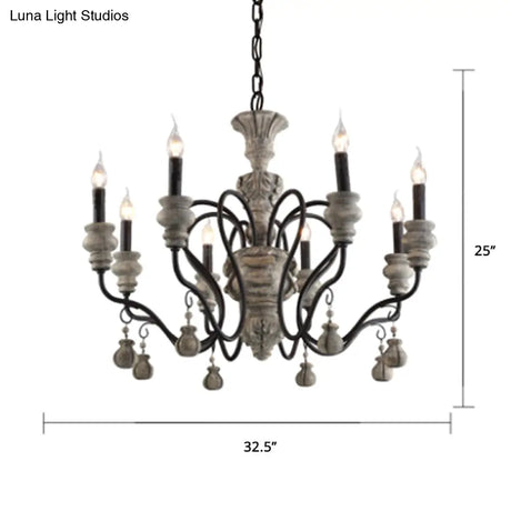 Vintage Metal Grey Chandelier Pendant Light: Elegant Restaurant Hanging Lighting