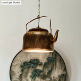 Vintage Metal Led Hanging Lamp For Teapot Restaurant - Black/Gold/Matte Black Finish