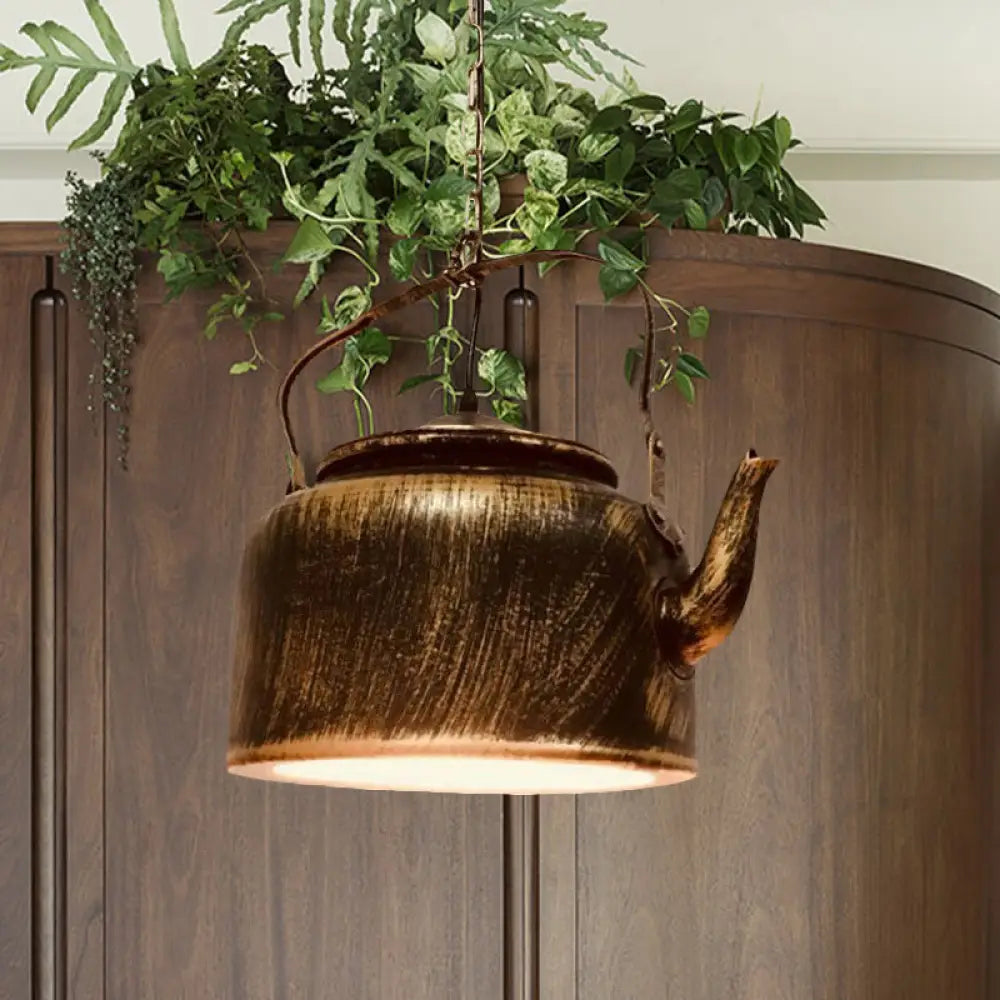 Vintage Metal Led Hanging Lamp For Teapot Restaurant - Black/Gold/Matte Black Finish Gold