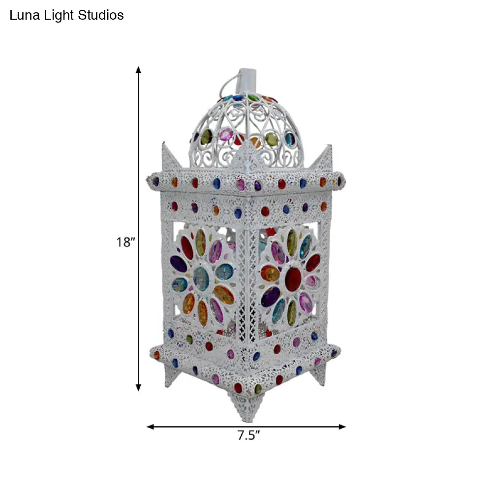 Vintage Metal Nightstand Lamp - White Bedside Lighting For Bedroom