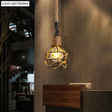 Vintage Metal Pendant Light With Square/Bottle Shade - 1-Light Hanging Ceiling Fixture For Dining